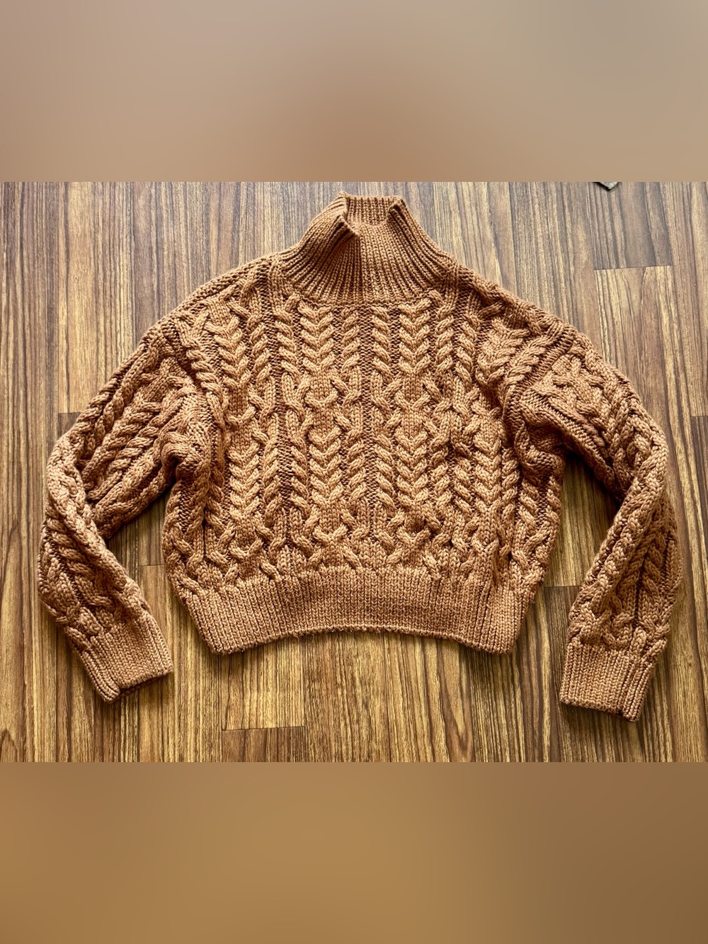 HYFVE Cable Knit Turtleneck Sweater - Caramel Brown